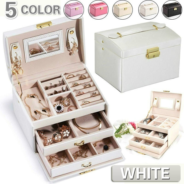 Homde Jewelry Box for Women Girls with Small Travel Case Mirror Xmas Gift 2 in 1 