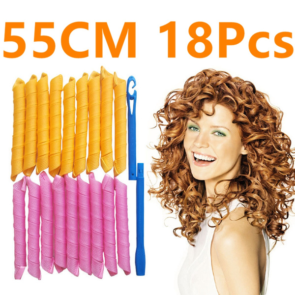 55 cm Magic Hair Curlers 18 Pieces Hair Curlers Spiral Curls Magic Styling  Kit No Heat Hair Curlers Colored Hair Rollers with Styling Hook Tools for  Long Hair (55 cm) | Wish
