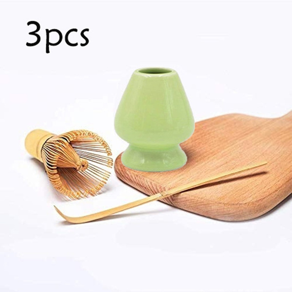 Matcha Tea Whisk Set - Bamboo Whisk and Whisk Holder - Pink 