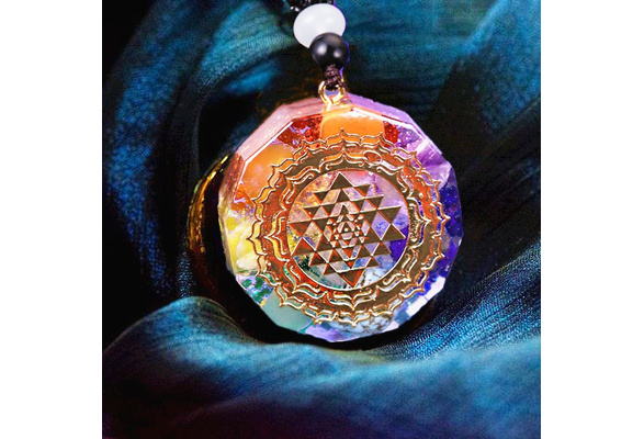 Orgonite Pendant Sri Yantra Necklace Sacred Geometry Chakra Energy 