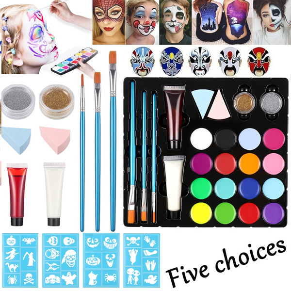 PRETYZOOM Face Paint Kit Halloween Face Painting Kit Professional Safe ...