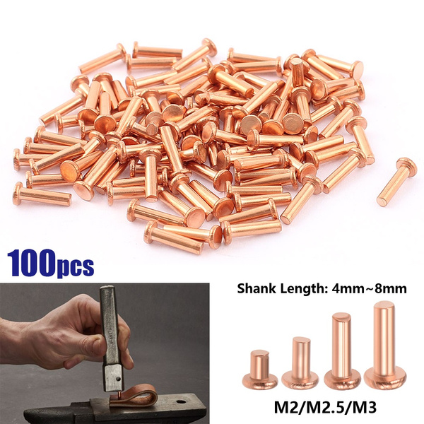 Yinpecly Flat Head Copper Rivets 10pcs - M6 X 50mm (0.24" X 1.97") For Electrical & Decorative Applications - View #2