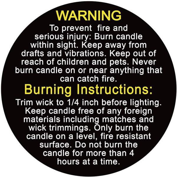 Candle warning text