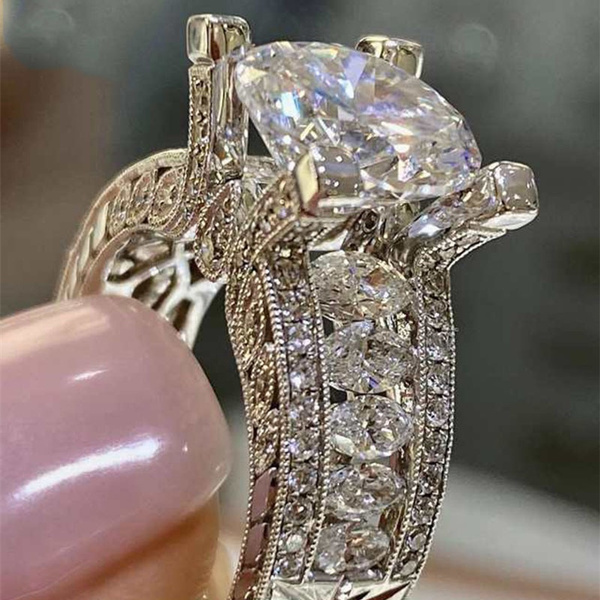 White & Rose Gold Ring with Blue Zircon & Diamonds - Metamorphosis Jewelry  Design