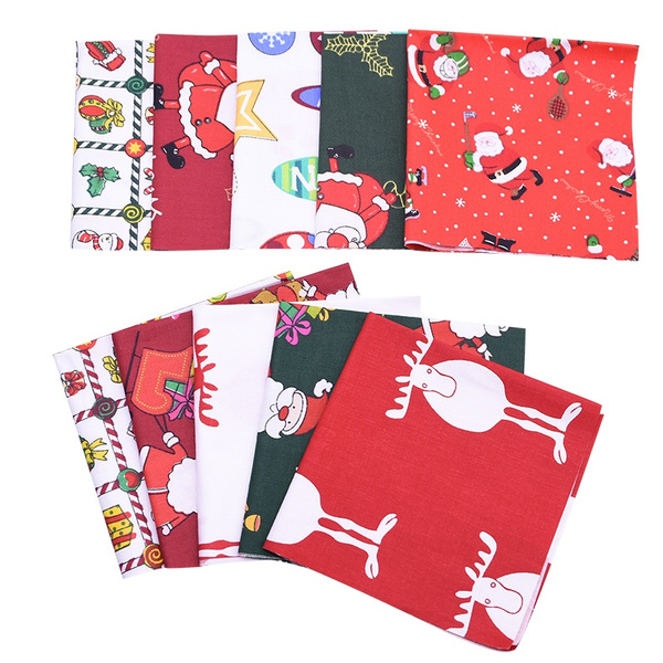 5 10pcs 25*25cm Christmas Patchwork Printed Cotton Floral Quilting 