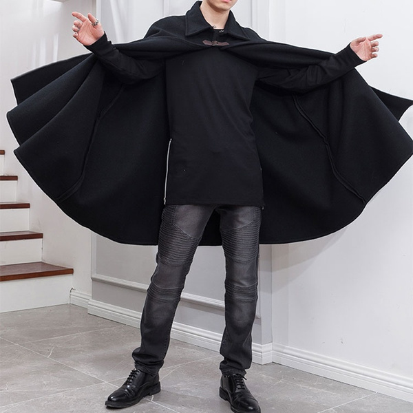 Wool cape hot sale coat mens