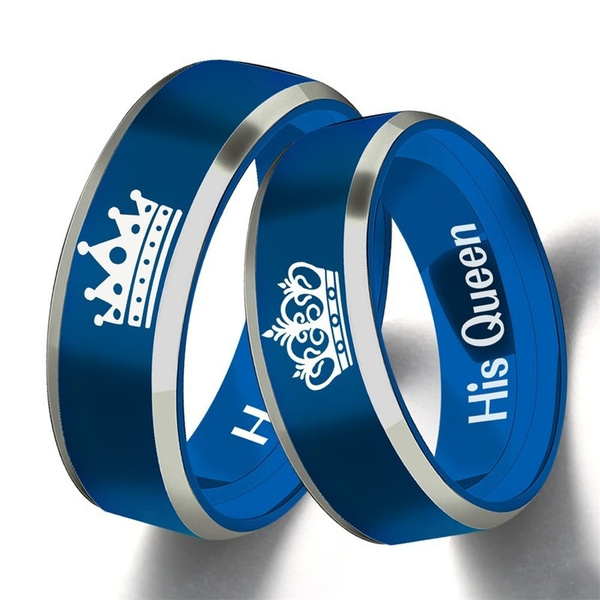 Her King His Queen Rings Blue Couples 