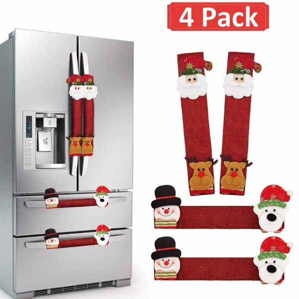 3pcs Christmas Fridge Handle Snowman Decorations Handle Covers 