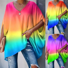blouse, rainbow, gradientcolortop, Fashion