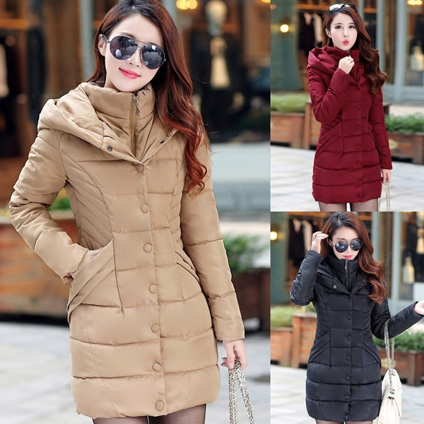 Ladies long padded winter cheap coats