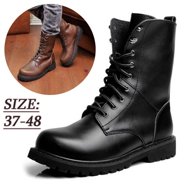 Mens Leather Black Lace Up Combat Boots Mens Ankle Boots