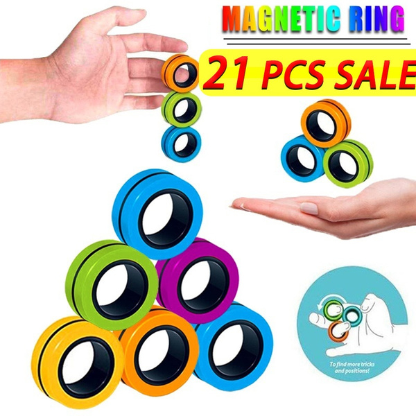 Fingertips Movement Hand Spinners Toy Orange Ysimee Magnetic Ring Toy,3 Pièces Bracelet Ring Unzip Toy Magnetic Toy Magical Ring Props Tools Relieves Stress Props Tools Props Decompression Toys 