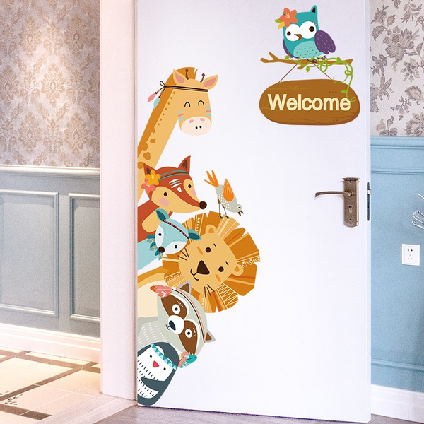Cartoon Animals Wall Stickers Children Mural Decals for Kids Rooms