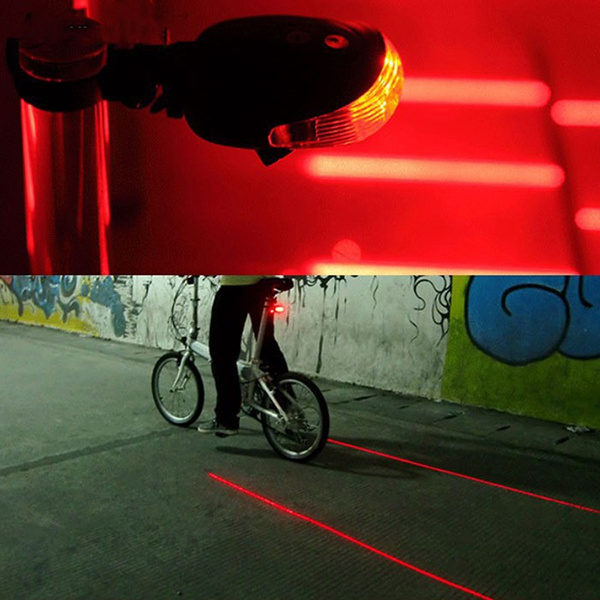 5 LED Rear Cycling Bicycle Bike Tail Safety Warning Flashing Lamp Light 2 Laser 