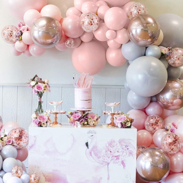 Baby shower balloons sales rose gold