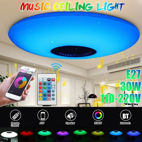 E27 Led Ceiling Light Bulb With Bluetooth Speaker 30w Dimmable Modern Lamp W Remote Cellphone App Control Color Change Home Party Lighting Ac110 220v Wish - How To Change Led Ceiling Light Bulb