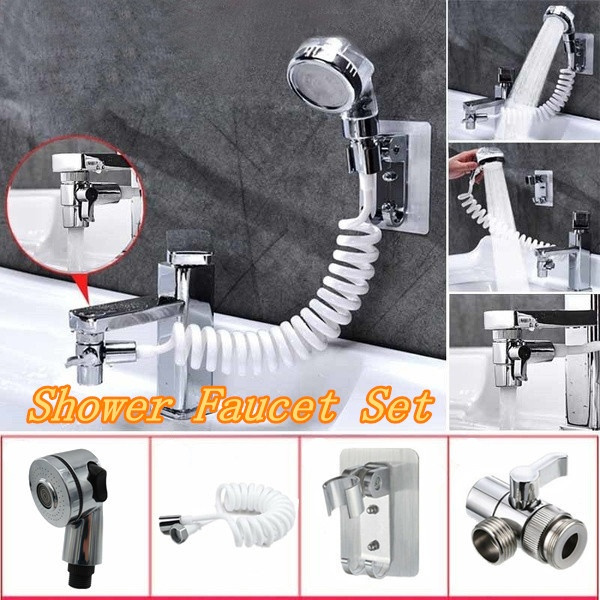Bathroom Sink Faucet Hose Attachment Shower Assembly Water Sprayer Tap