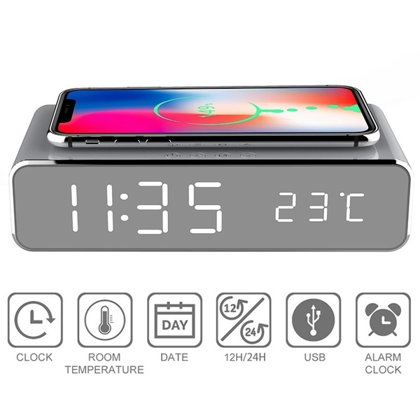 Newest LED Electric Alarm Clock With Wireless Phone Charger