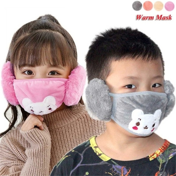 Winter Kids Cartoon Print Warm Windproof Mask Anti-Dust Mouth Face Soft Mask QK 