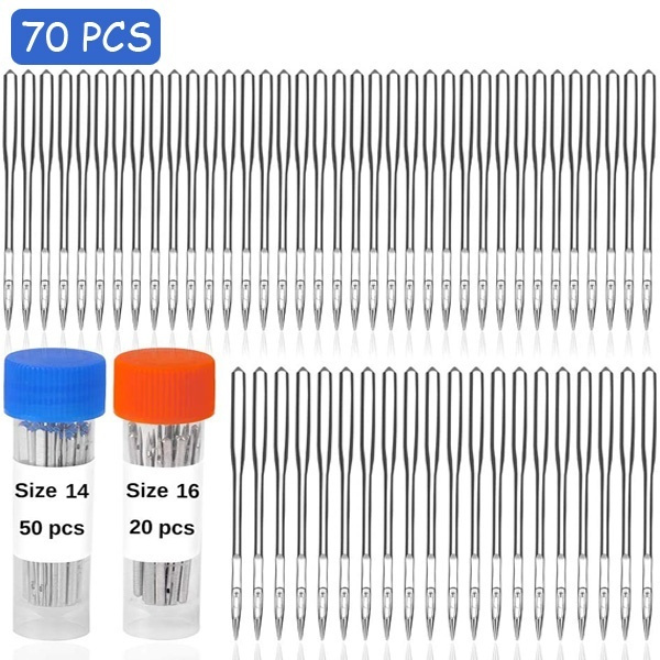 70 Pcs Sewing Machine Needles Include 50PCS 90/14 Sewing Machine Needles  And 20PCS 100/16 Sewing Machine Needles With Needle Bottle Universal Point  For Singer Brother Janome Varmax