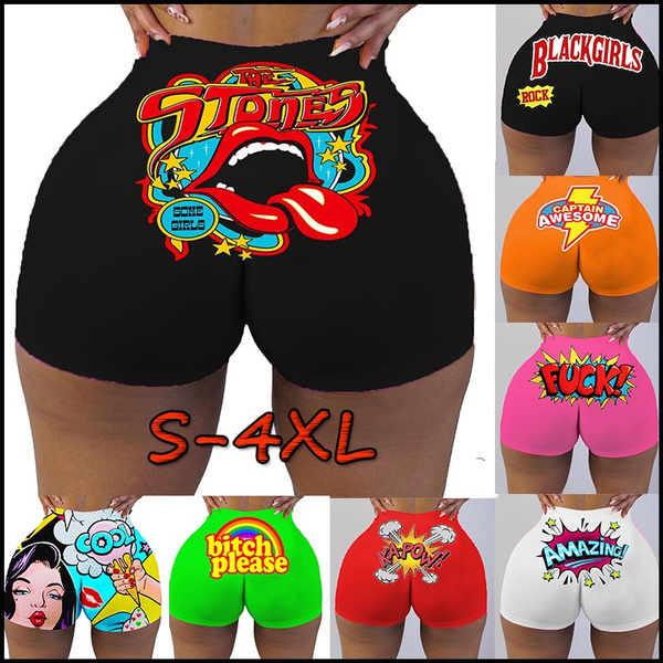 10 Colors S-4XL Sexy Women Booty Shorts Funny Letters Print Sport