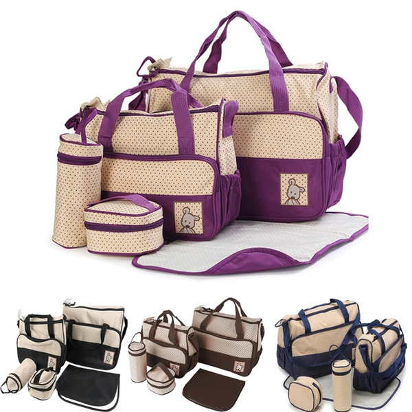 1/5 Piece Set Multifunctional Mommy Diaper Bag Insulated Bag Large