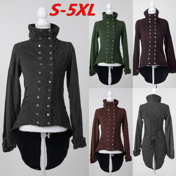 Women Gothic Vintage Steampunk Tailcoat Long Jacket Lace Medieval Jacket Costume