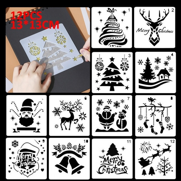 New 12pcs Christmas Stencils Layering Painting Template | Wish