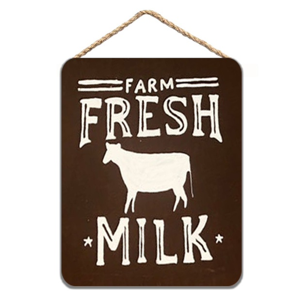 Farm Fresh Milk, Hand Painted Wood Sign 8x12 inch / 20x30 cm Wish