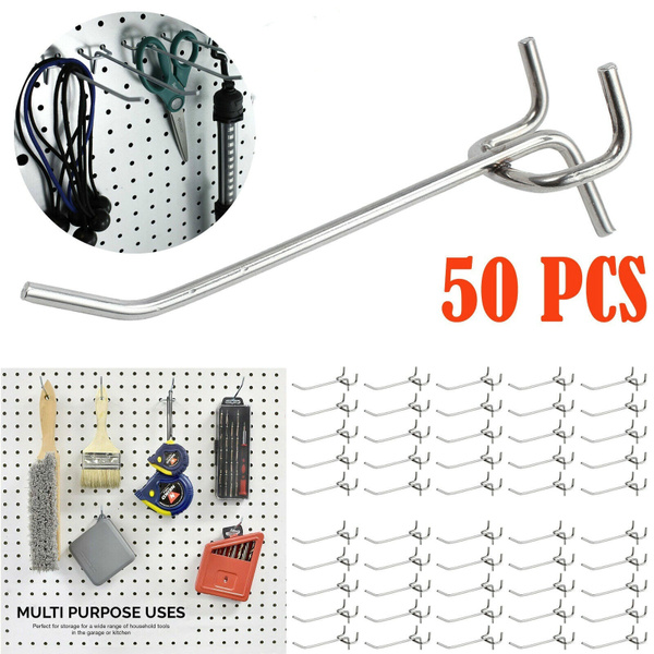 25 50pcs Single Pegboard Peg Board Hooks Slat Wall Retail Display Shelving Set Storage Garage Organizing Tools Hanger Wish Peg 50pcs Board Hooks Shelving, Garage Peg Board Hooks