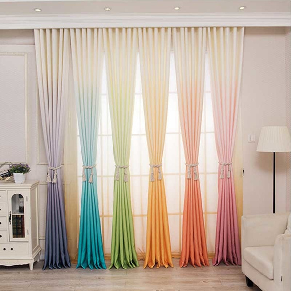 Gradient Color Curtain Glossy Curtains Living Room Light Blue Gray Bedroom Blackout Wish Gradient Color Curtain Glossy Curtains, Light Grey Blackout Curtains Bedroom
