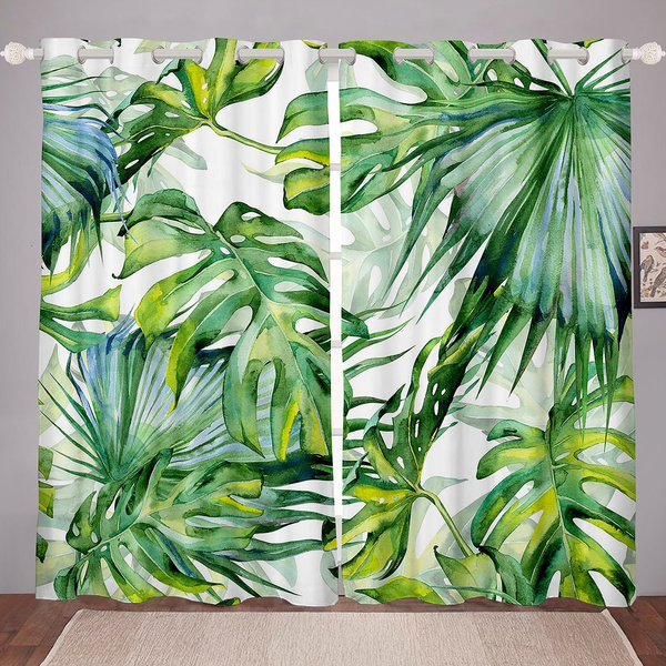 Palm Tree Curtains Kids Beach Plant, Palm Tree Curtain Panels