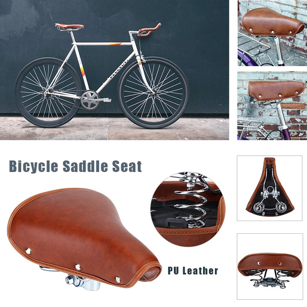Vintage Bicycle Pu Leather Saddle Seat Double Damping Springs Soft Mountain Bike Part Wish - Brown Leather Mountain Bike Saddle Vintage Bicycle Pu Leather Saddle Seat Double Damping Springs Soft Mountain Bike Part Wish - Brown Leather Mountain Bike Saddle