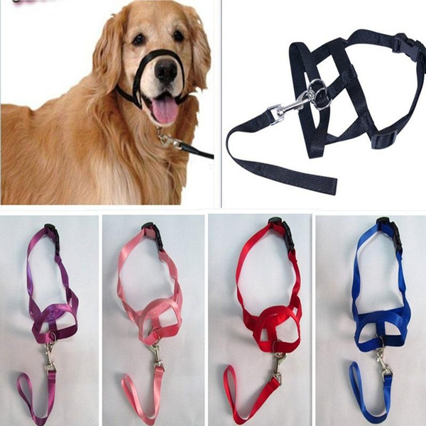 Dog Muzzle Adjustable Harness Belt Dog Collar Halter Head Collar ...