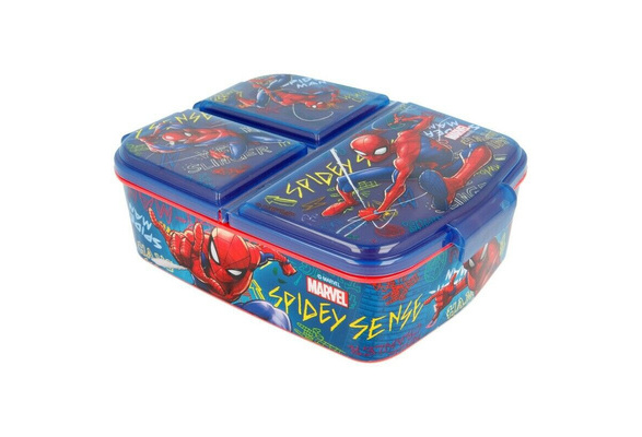 Marvel Spiderman Kids Character 3 Compartment Sandwich Lunch Box Licenced Item 