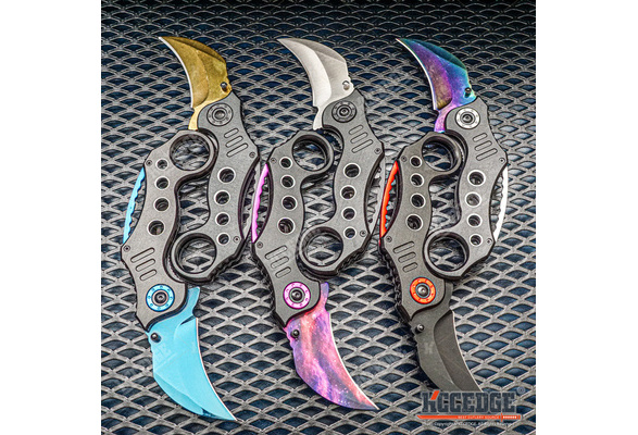 WarTech EDC Pocket Knife Fixed Blade 3PC Camping Accessories Combo Set  BUCKSHOT KNIVES 7.5 GALAXY CS GO KARAMBIT KNIFE + 6.5