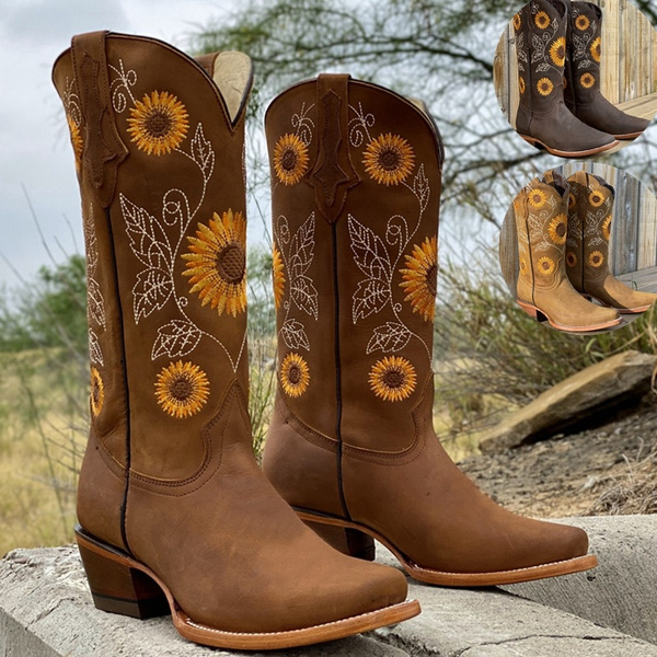 cowgirl boots with sunflowers