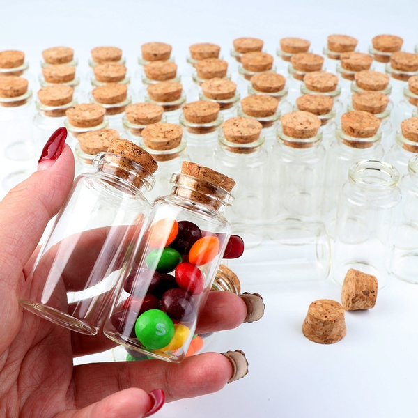 12 Pieces 25ml Clear Glass Bottles with Cork Stoppers Mini Small