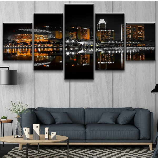 5 Pieces Modern HD Print Poster Art Modular Picture Singapore City ...