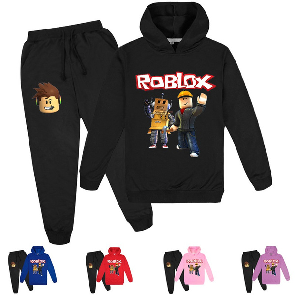 2pec Set Boys Girls S Fashion Clothes Suits The Roblox Red Nose Casual Hoodies And Pants 2 14 Years Old Children Sweater And Trousers Wish - roblox people with nice suits