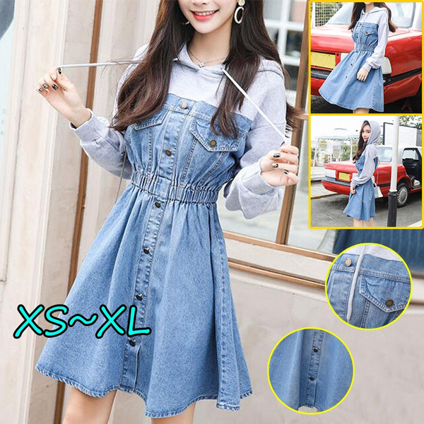 Denim dress hot sale korean style