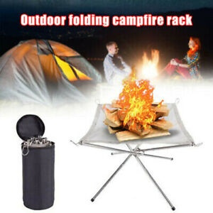 Folding Portable Fire Pit Mesh Firepit Stand Outdoor Camping Patio Barbecue Tool 