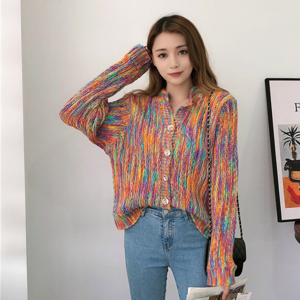 rainbow button cardigan