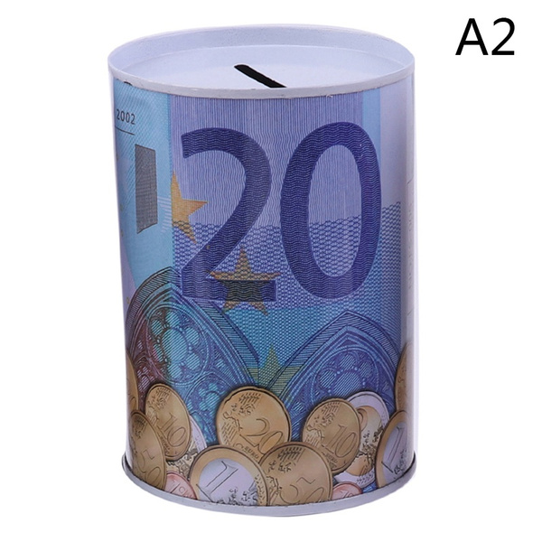 Euro Dollar Money Box Safe Cylinder Piggy Bank Banks For Coins Deposit Box_es 