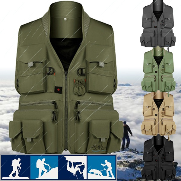 New High-quality Waterproof Fishing Vest Outdoor Photography Hiking Hunting  Multi-pocket Vest Men's Fishing Jacket