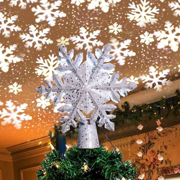 OurWarm Lighted Christmas Tree Topper LED Snowflake Tree Topper with 11  Modes Remote Control 4H/6H Timer IP44 Waterproof