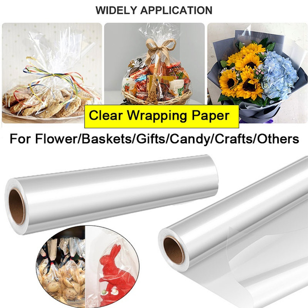 Clear Cellophane Gift Wrap Birthday Fathers Day Wedding Flower Hamper Wrapping