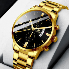 Chronograph, Fashion, Waterproof Watch, gold