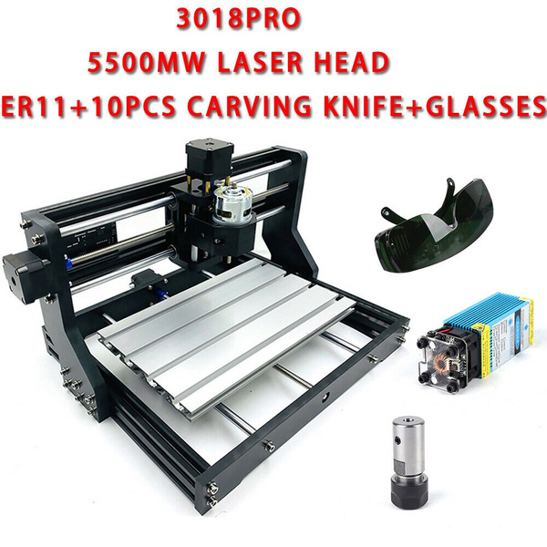 CNC 3018 PRO Machine Router 3Axis Engraving PCB Wood DIY Mill+5500mw Laser Head