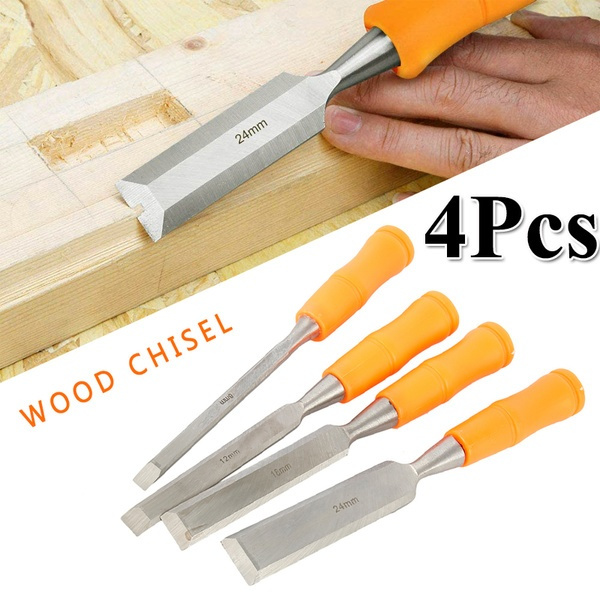 4Pcs 8/12/18/24mm High Carbon Steel Woodworking Chisels Bevel Edge  Woodturning Chisel Kits Wood Chisel Set